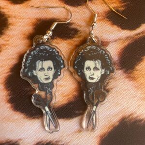 Edward Scissorhands Unique Black White scissor hands Earrings horror occult new